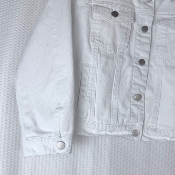 HME Womens Classic Denim Jacket White XL Button Front Trucker Style - Picture 5 of 8